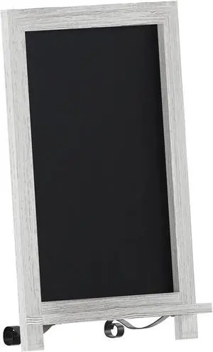 Canterbury 12" x 17" Whitewashed Tabletop Magnetic Chalkboard Sign with Metal Scrolled Legs, Hanging Wall Chalkboard, Countertop Memo Board