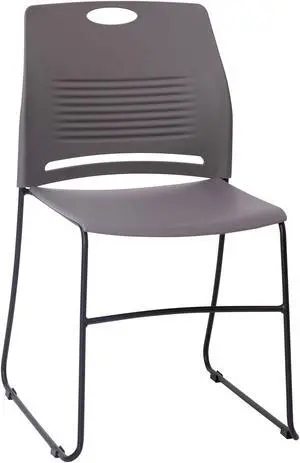 HERCULES Series Commercial Grade 660 lb. Capacity Gray Plastic Stack Chair with Black Powder Coated Sled Base Frame and Integrated Carrying Handle