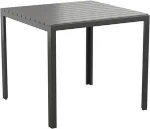Harris Commercial Grade Indoor/Outdoor Black Square Steel Patio Dining Table for 4 with Black Poly Resin Slatted Top