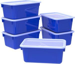 Small Cubby Bin, with Cover, Classroom Blue (Case of 5)