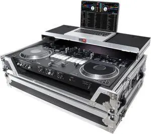 ATA Style Flight Case for Pioneer DDJ-REV7 DJ Controller with Laptop Shelf, 1U Rackspace, Wheels