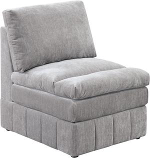 Luna 35 Inch Modular Armless Chair, Three Layer Plush Cushioned Seat, Gray