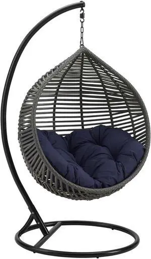 Garner Teardrop Outdoor Patio Swing Chair Gray Navy