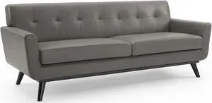 Engage Top-Grain Leather Living Room Lounge Sofa Gray