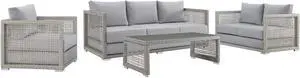 Aura 4 Piece Outdoor Patio Wicker Rattan Set Gray Gray