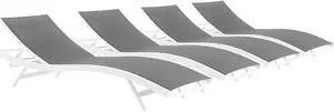 Glimpse Outdoor Patio Mesh Chaise Lounge Set of 4 White Gray