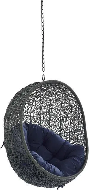 Hide Sunbrella Fabric Swing Outdoor Patio Lounge Chair Without Stand Gray Navy