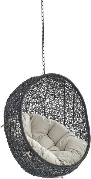 Encase Sunbrella Fabric Swing Outdoor Patio Lounge Chair Without Stand Black Beige