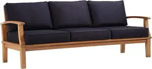 Marina Outdoor Patio Teak Sofa Natural Navy