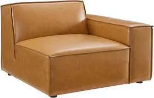Restore Right-Arm Vegan Leather Sectional Sofa Chair Tan