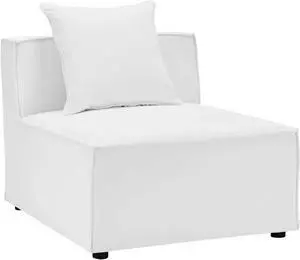 Saybrook Outdoor Patio Upholstered Sectional Sofa Armless Chair White