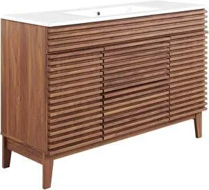 Render 48" Single Sink Bathroom Vanity Walnut White
