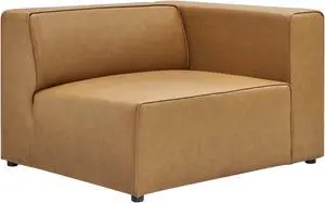 Mingle Vegan Leather Right-Arm Chair Tan
