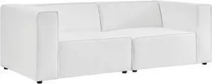 Mingle Vegan Leather 2-Piece Sectional Sofa Loveseat White
