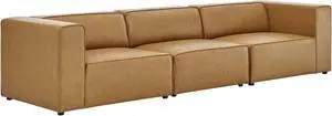Mingle Vegan Leather 3-Piece Sectional Sofa Tan