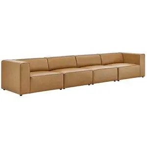 Mingle Vegan Leather 4-Piece Sectional Sofa Tan