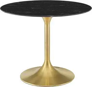 Lippa 40" Artificial Marble Dining Table Gold Black