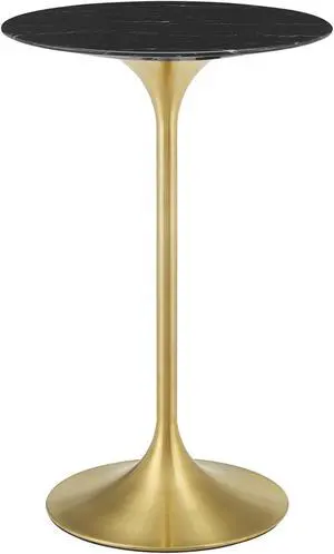 Lippa 28" Artificial Marble Bar Table Gold Black