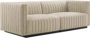 Conjure Channel Tufted Upholstered Fabric Loveseat