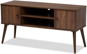 Baxton Studio Alard Mid-Century Modern Walnut Brown Finished 2-Door Wood TV Stand