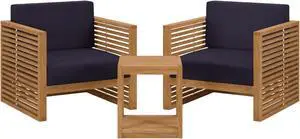 Carlsbad 3-Piece Teak Wood Outdoor Patio Outdoor Patio Set