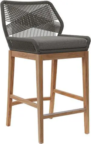 Wellspring Outdoor Patio Teak Wood Bar Stool