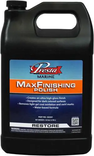 Presta 163501 MaxFinishing Polish for a Swirl-Free Finish on Gel Coat and Composite Surfaces - 1 Gallon