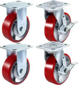 VEVOR 6" X 2" Polyurethane Casters 2 Rigi 2 Swivel No Marking Flexibly 360swivel