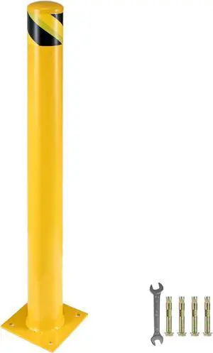 VEVOR Safety Bollard Steel Bollard Post 36"H 4.5"D Yellow Signs Pipe Steel Barrier