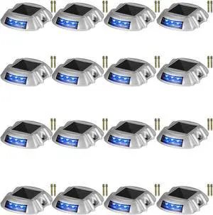 VEVOR Driveway Lights, Solar Dock Lights 16-pack, Led Pathway Lights W/ Switch In Blue