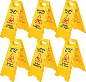 VEVOR Wet Floor Sign Caution Wet Floor Yellow Floor Wet Sign Double Sided 6 Packs