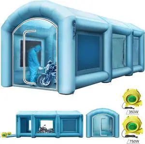 Inflatable Paint Booth Spray Paint Tent 20x10x8ft w/Air Filter 750W+350W Blowers