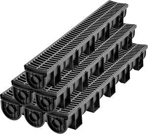 VEVOR Drainage Trench Driveway Channel Drain Kit Plastic Grate-5.8"x5.2"-6 Pack