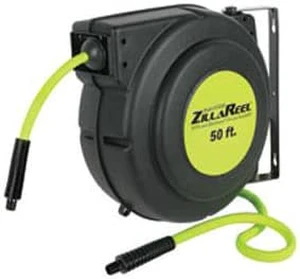 Flexzilla Retractable Enclosed Plastic Air Hose Reel, 3/8 in. x 50 ft., Heavy Duty, Lightweight, Hybrid, ZillaGreen - L8250FZ Flexzilla Retractable Enclosed Plastic Air Hose Reel, 3/8 in. x 50 ft., Heavy Duty, Lightweight, Hybrid, ZillaGreen - L8250FZ