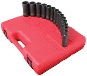 Sunex 2653 1/2-Inch Drive Deep Metric 6 Point Impact Socket Set, 14-Piece