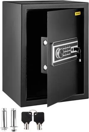VEVOR Safe Box, 2.1 CU.FT Fingerprint Safe Box for Money w/ 2 Keys & Digital Keypad, Q235 Steel Safe Box for Storing Cash, Jewelry, Pistols, Documents, Watches in Home & Office & Hotel