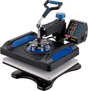 VEVOR Heat Press Machine, 12 x 15 Inches, Fast Heating, 360 Swing Away Digital Sublimation T-Shirt Vinyl Transfer Printer with Anti-Scald Surface, Canvas Bag, Pillow, Banner, ETL Listed, Blue