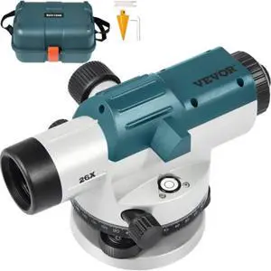 VEVOR Automatic Optical Level 26X Optical Auto Level Kit High Precision Height/Distance/Angle Level Measure Builders Level with Magnetic Dampened Compensator and Transport Lock, IP54 Waterproof
