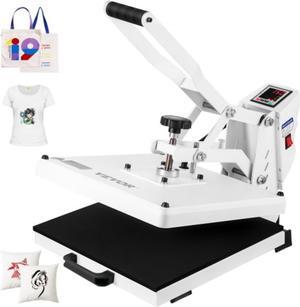 VEVOR Heat Press, 15x15 Heat Press Machine, Fast Heating, High Pressure Heat Press Machine for T-Shirt, Power Digital Industrial Sublimation Printer for Heat Transfer Vinyl, Easy to Use, White