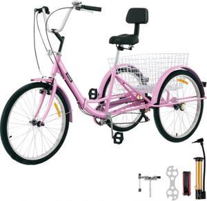 VEVOR Tricycle Adult 26 Wheels Adult Tricycle 7-Speed 3 Wheel Bikes For Adults Three Wheel Bike For Adults Adult Trike Adult Folding Tricycle Foldable Adult Tricycle 3 Wheel Bike Trike For Adults