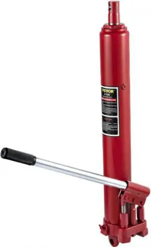 VEVOR Hydraulic Long Ram Jack, 8 Tons/17636 lbs Capacity, with Dual Piston Pump and Clevis Base, Manual Cherry Picker w/Handle, for Garage/Shop Cranes, Engine Lift Hoist, Red