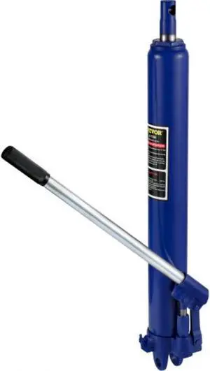 VEVOR Hydraulic Long Ram Jack, 8 Tons/17363 lbs Capacity, with Single Piston Pump and Clevis Base, Manual Cherry Picker w/Handle, for Garage/Shop Cranes, Engine Lift Hoist, Blue