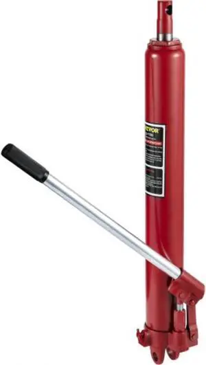 VEVOR Hydraulic Long Ram Jack, 12 Tons/26455 lbs Capacity, with Single Piston Pump and Clevis Base, Manual Cherry Picker w/Handle, for Garage/Shop Cranes, Engine Lift Hoist, Red