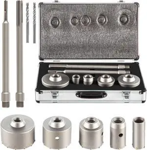 VEVOR Concrete Hole Saw Kit, 1-2/11", 1-3/5", 2-9/16", 3-5/32", 3-15/16" Drill Bit Set SDS Plus & SDS MAX Shank Wall Hole Cutter w/a 4-1/3" Connecting Rod for Concrete, Cement, Stone Wall, Masonry