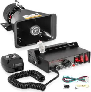 VEVOR 200W Car Warning Alarm Vehicle 7 Sound Loud Warning Alarm Kit MIC System Emergency Fire Siren PA Speaker