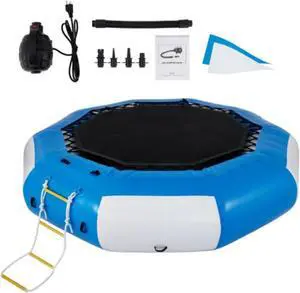 VEVOR 13ft Inflatable Water Bouncer, Water Trampoline Splash Padded Inflatable Bouncer Bounce Swim Platform for Water Sports