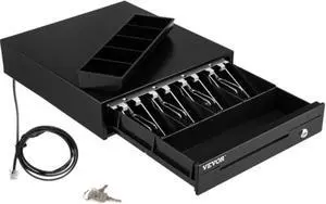 VEVOR Cash Register Drawer, 13" 12 V, for POS System with 4 Bill 5 Coin Cash Tray, Removable Coin Compartment & 2 Keys Included, RJ11/RJ12 Cable for Supermarket, Bar, Coffee Shop, Restaurant