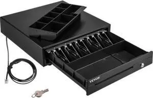 VEVOR Cash Register Drawer, 16" 12 V, for POS System with 5 Bill 8 Coin Cash Tray, Removable Coin Compartment & 2 Keys Included, RJ11/RJ12 Cable for Supermarket, Bar, Coffee Shop, Restaurant
