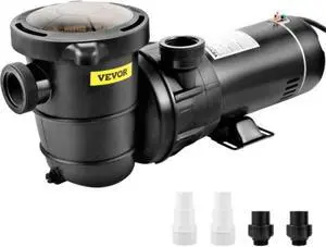 VEVOR Swimming Pool Pump 1.5HP 115V 1100W, Single Speed Pumps for Above Ground, Powerful Self Primming Pool Pumps w/ Strainer Filter Basket, 5280 GPH Max. Flow, Certification of ETL for Security