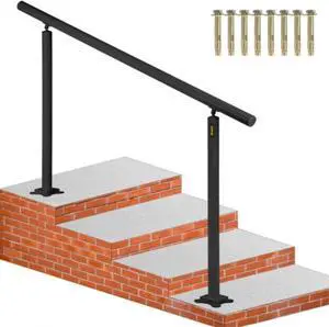 VEVOR Outdoor Stair Railing Kit, 5 FT Handrails 0-5 Steps, Adjustable Angle Black Aluminum Stair Hand Rail for The Elderly, Handrails for Indoor & Outdoor Steps